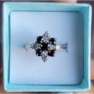 Sterling Silver Black and White CZ Ring